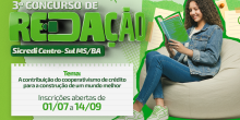 Concurso de redação do Sicredi inscreve até 14 de setembro