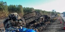 Choque de veículos tem explosão e 4 mortes