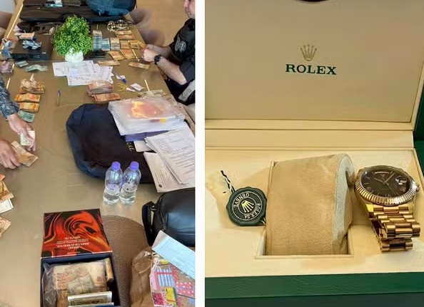 Carros, joias, dinheiro e até um Rolex apreendido