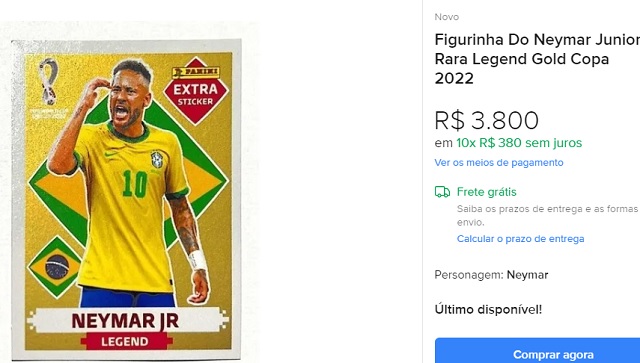 Figurinha da Copa Neymar Legend GOLD